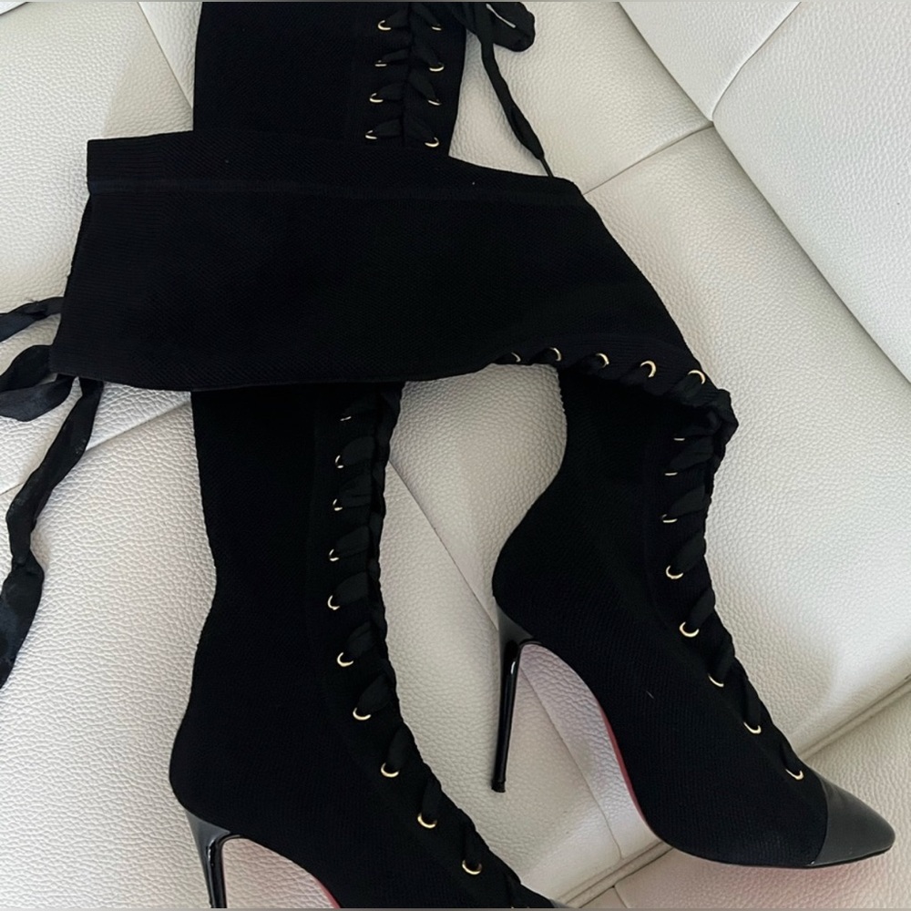 louboutin tie up heels